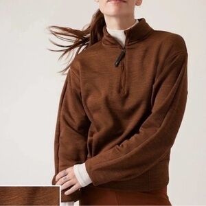 Athleta Womens Altitude Polartec Half Zip Sweatshirt Mahogany Brown Size XL EUC